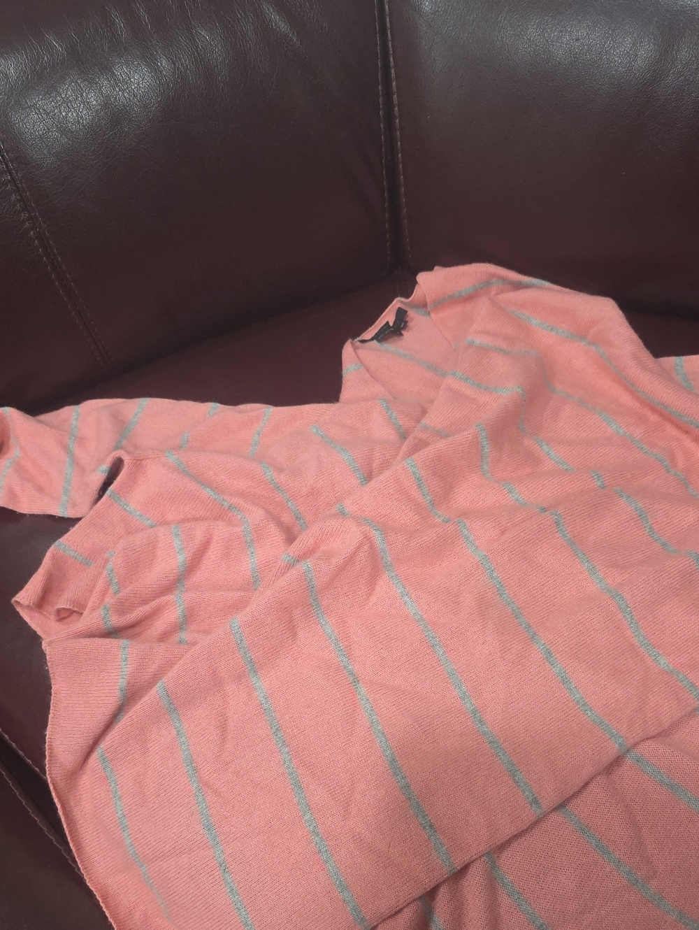 BCBGMaxAzria Pink Striped Crewneck Sweater